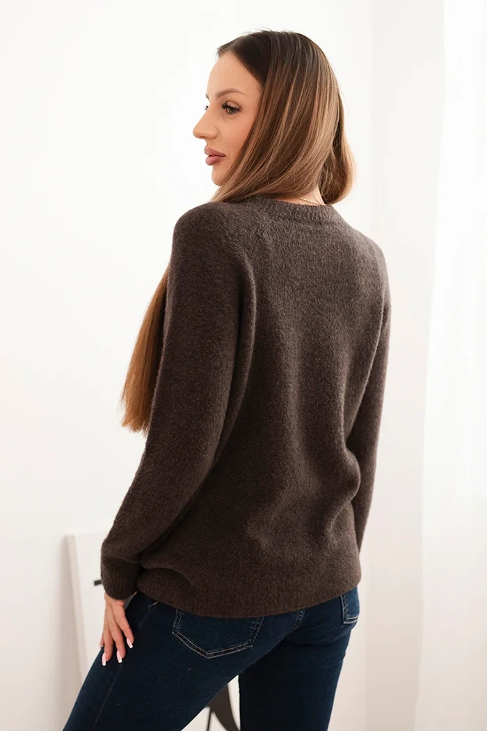 Women's sweater made of baby alpaca with long sleeves brown