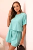 Damen-Set aus Baumwolle mit weiten Shorts Minze