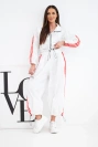 Women's cotton set with oversize trousers and contrasting stripes white