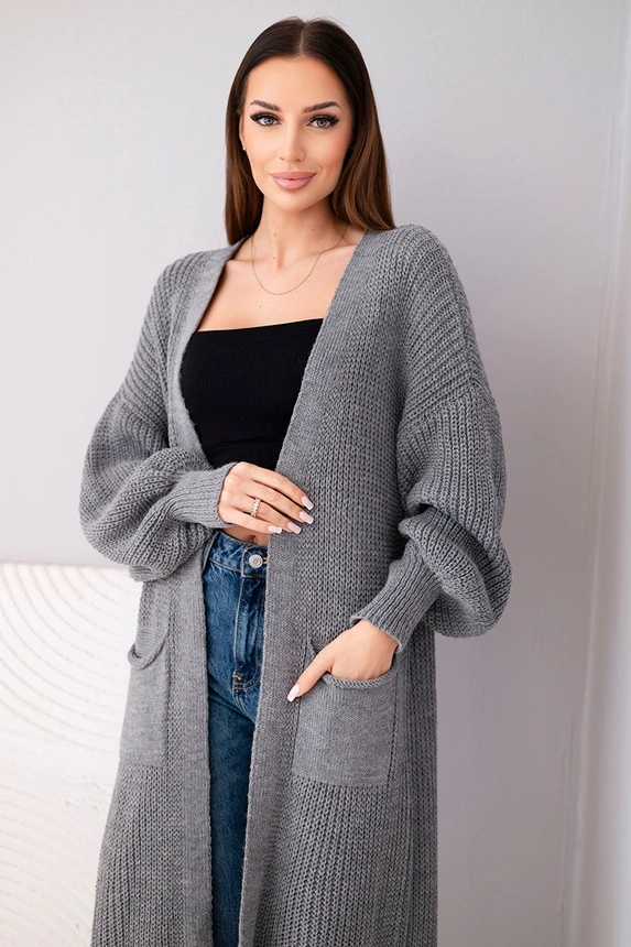 Pullover lange Strickjacke dunkelgrau