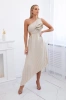 Pleated dress with flower light beige 