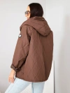 Women's quilted jacket with a hood chocolate