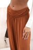 Women's viscose trousers with wide leg and ruffles ginger