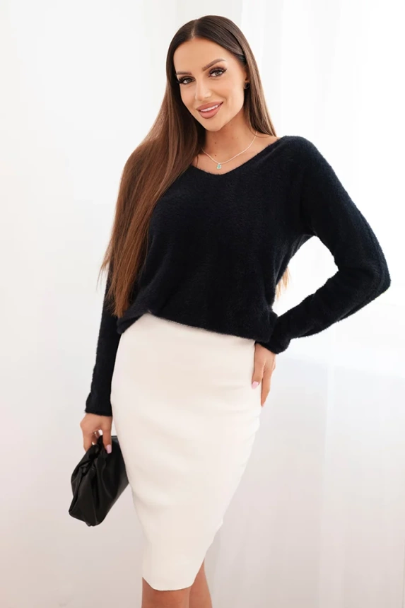 Women's viscose skirt made of elastic knit ecru