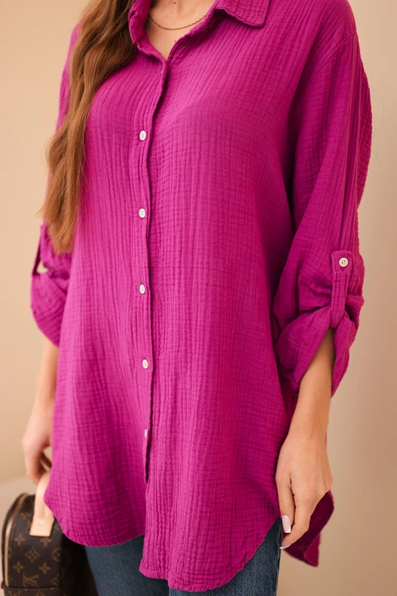 Cotton muslin shirt Plus Size dark purple