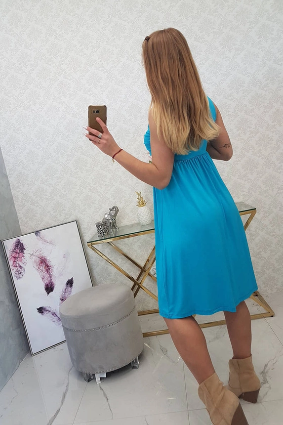 Kleid mit breiten Trägern türkis