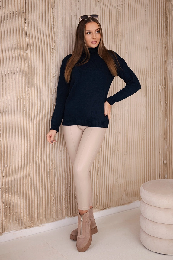 Halber Rollkragenpullover navyblau