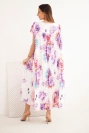 Women's viscose floral dress with short sleeves and pockets purple