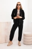 Ladies' butter soft viscose set with a zip-up sweatshirt and pants black