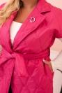 Plus Size women's quilted vest with belt and collar pink