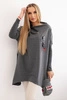 Oversize sweatshirt with asymmetrical sides graphite