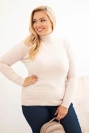 Dámský viskózový svetr Plus Size s klasickým střihem béžový