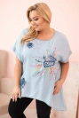 Plus Size women's blouse with patches light denim
