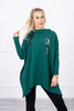 Oversize sweatshirt with asymmetrical sides dark green