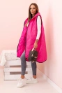 Women's quilted Plus Size vest with a hood zippered pink