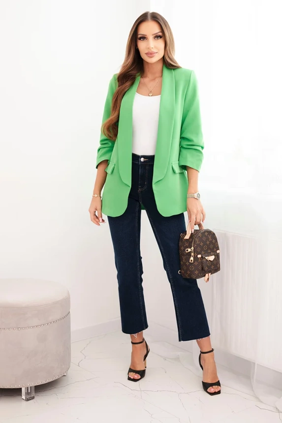 Women's unbuttoned blazer with lining S/M light green