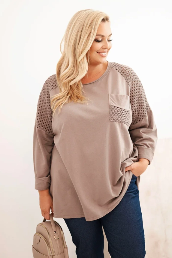 Plus Size women's cotton blouse with fango print color