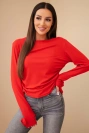 Women's ribbed top with side ruching red