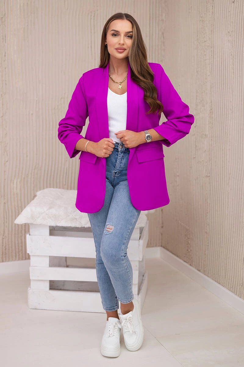 Elegant jacket with lapels violet. Narzutki. Hurtownia-Kesi | Women's ...