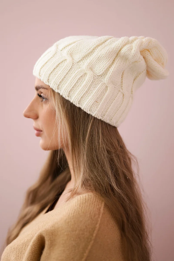 Cap with fleece Iwona K221 ecru