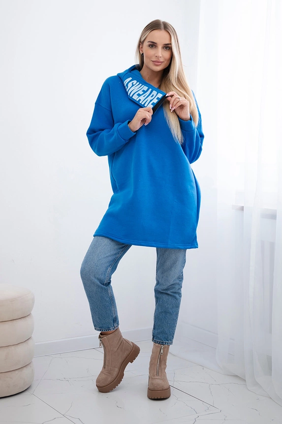 Kornblumenblaues Sweatshirt mit Kapuze