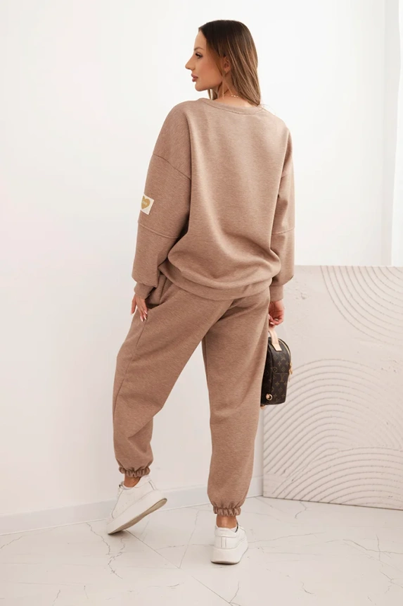 Damen-Set aus weichem Material mit lockerer Bluse und Hose mit dem Aufdruck LOVE khaki