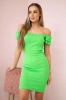 Ribbed dress with frills light green