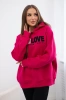 Isoliertes Baumwoll-Sweatshirt mit Kapuze Love Fuchsia