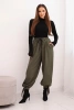 Women's wide-leg pants with tie at the bottom khaki