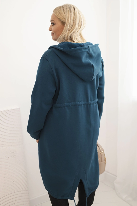 Women's insulated Plus Size hoodie with a V-neck brown