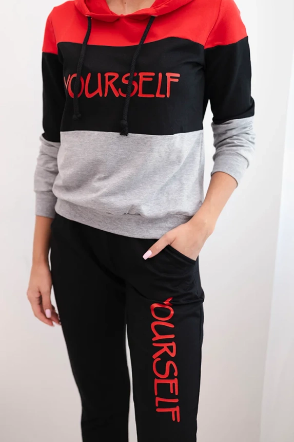 Bedrucktes Set Yourself rot+schwarz