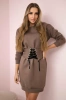 Insulated dress with a decorative belt mocca