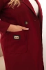 Elegant Plus Size women's coat with a collar and large pockets burgundy