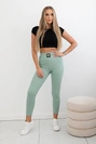 High waisted ribbed leggings dark mint