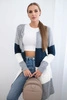 Sweater Cardigan in the straps gray+dark jeans