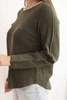 Women's sweater made of viscose with long sleeves and a round neckline dark khaki