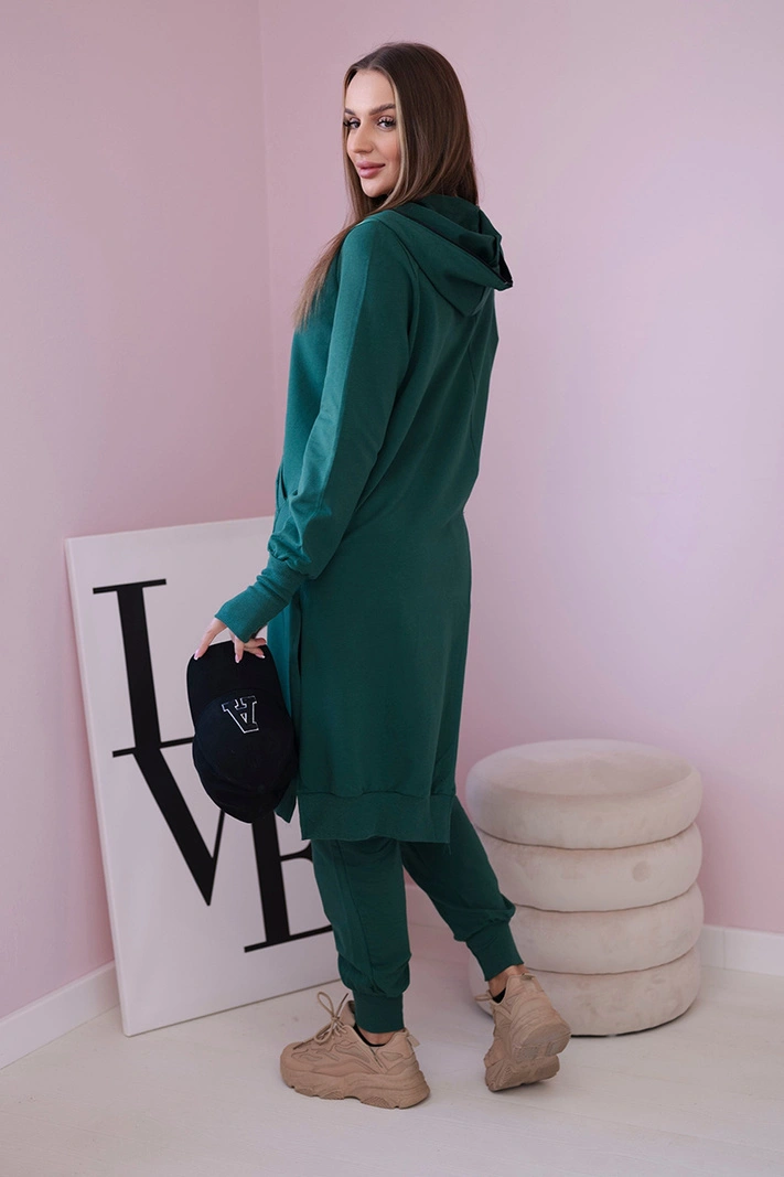 Set sweatshirt with longer side dark green