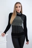 Knitted blouse with zirconia motif black