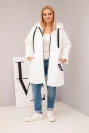 Women's Plus Size quilted jacket with a hood and the inscription HOPE white
