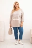 Dámská blůza Plus Size bavlněná s potiskem stromu béžová