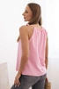 Women's cotton tank top with a tie at the neck light pink