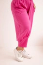 Plus Size women's pants with a low rise and an elastic waistband pink