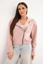 Women's suede viscose jacket with an asymmetrical zipper pink dark