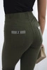 Cotton pants with cubic zirconia on the back pockets khaki