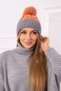 Damenmütze mit Bommel Abigail K326 grau+neon orange