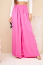 Women's wide viscose trousers with elastic waistband pink