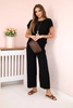 Viscose set pleated blouse + trousers black