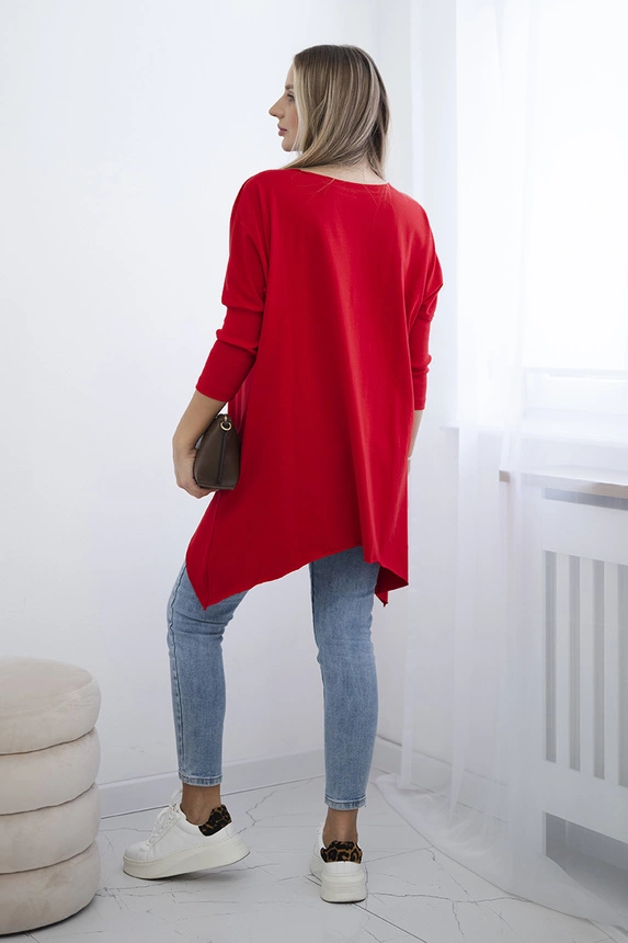 Blouse oversize with rainbow lips print red