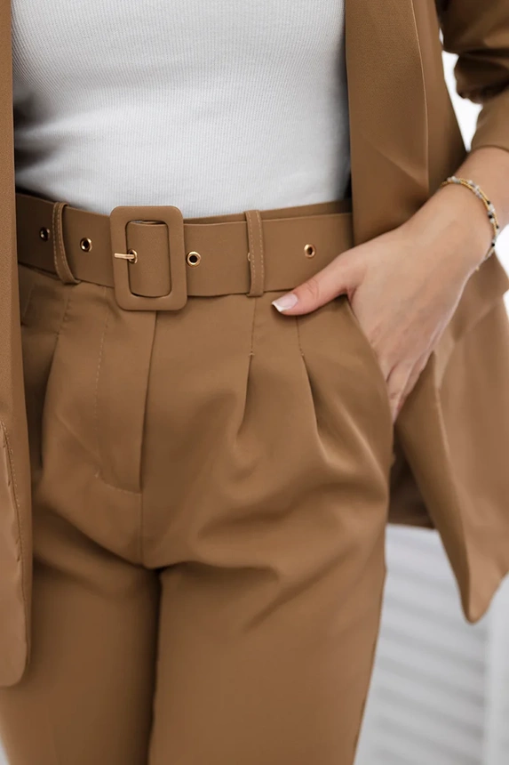 Elegant set of jackets and trousers camel