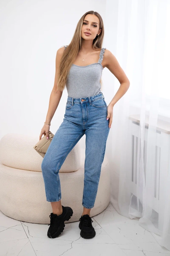 Body blouse on shoulder straps gray